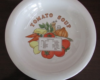 Vintage 70's Tomato Soup Ceramic Bakeware Soup Bowl - Korea - Serving - Entertaining - Dining - Soup - Ceramic Bowl