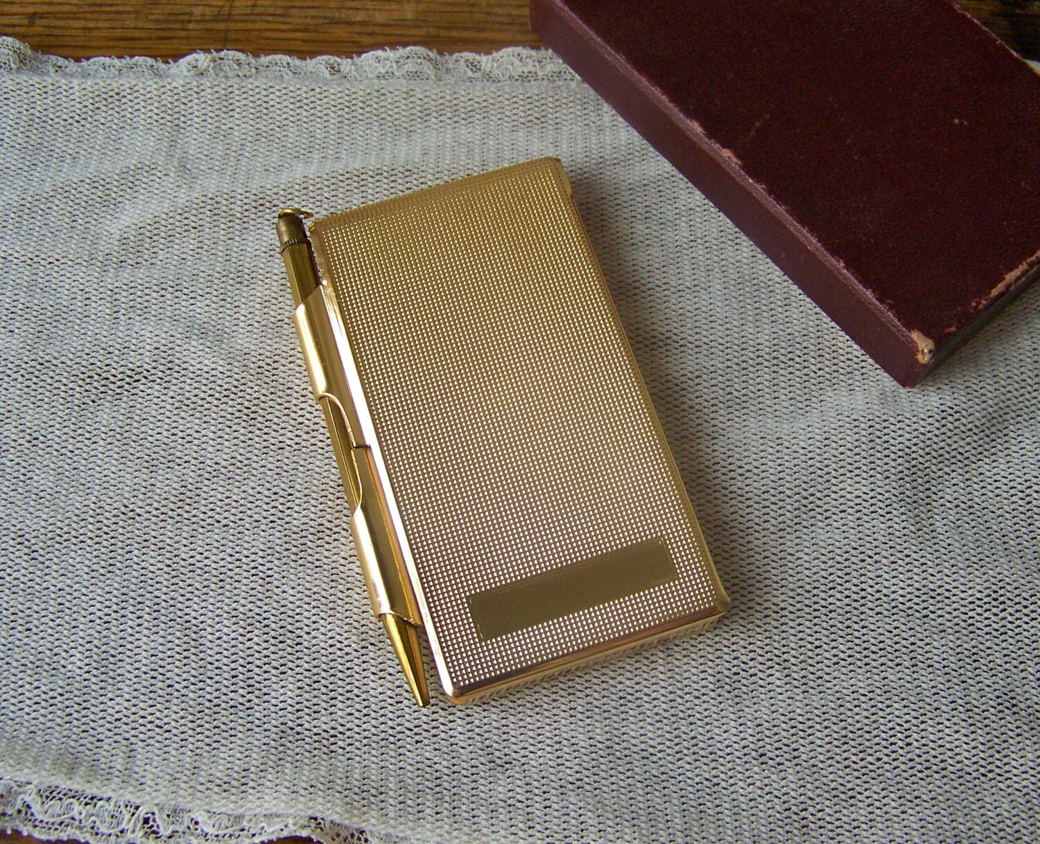 Vintage Metal Notepad Case Note Holder Mechanical Pencil