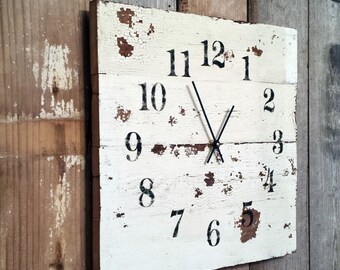 Rustic Wood Clock Like Pallet Clock distressed aged Primitive Shabby Cottage Chic Fixer Upper Christmas Gift Boho