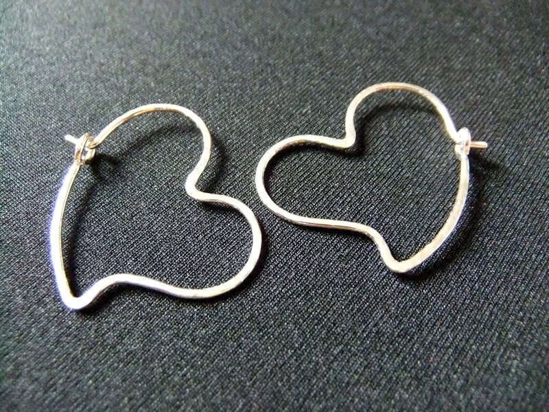 Small Heart Shaped Hoops Sterling Silver Heart Earrings