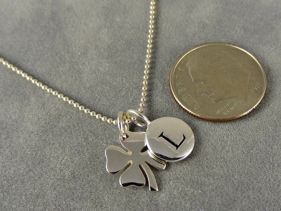 Four Leaf Clover Initial Necklace St Patrick S Day