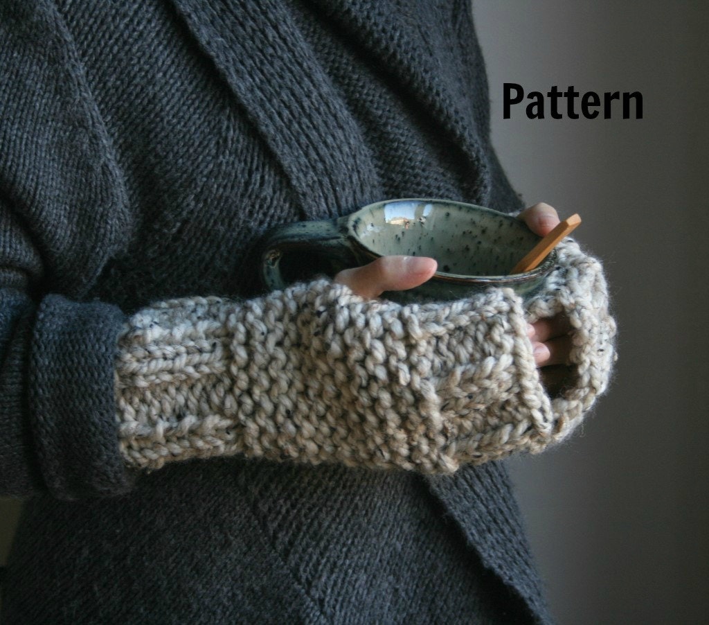 Knitting PATTERN Chunky Wrist Warmers/The Forest Walk