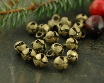 Mini Nepali Jingle: Brass Bells with Clapper, Nepal, 11x15mm, Festive Holiday, Christmas Decor, Craft orJewelry Making Supplies, 3 pieces