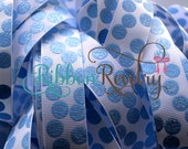 NEW Glitter Carolina Blue sparkly silly dots printed on white 7/8" grosgrain ribbon- Gorgeous in person EASTER Il_170x135