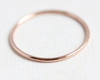 Rose gold ring, solid 14k rose gold stacking ring, delicate fine round gold band, thin gold band, stackable, size 4 to 9