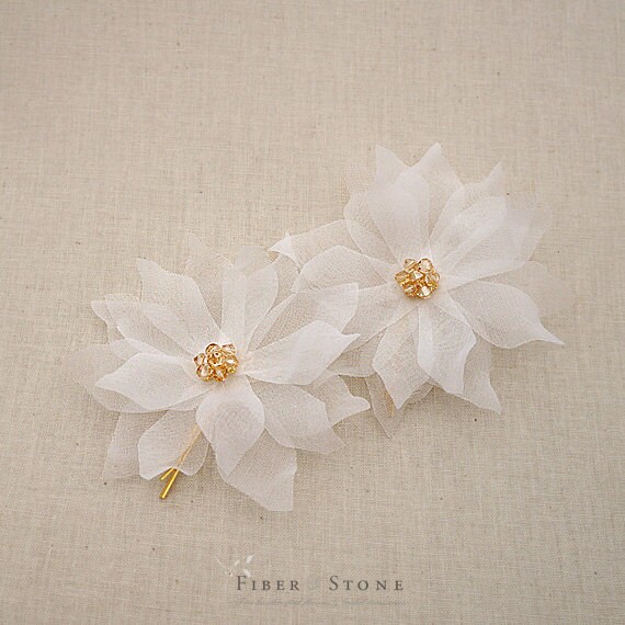 Fall Wedding Hair Pins Pure Silk Floral Wedding Hair by FiberStone