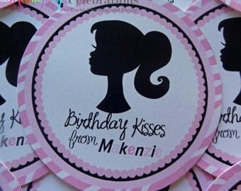 Barbie Inspired Favor Tag -Baby Shower Tags, Personalized Favor Tags, Set of 12 Thank You Tags, Gift Tag, Pink