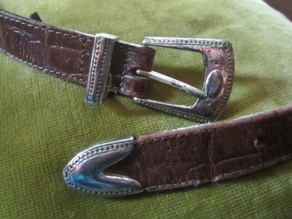 vintage 1990 womens BRIGHTON leather belt with silver accents