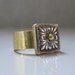 Reserved for Isa - Medieval style ring, Square top ring, Silver and gold ring, Statement ring
