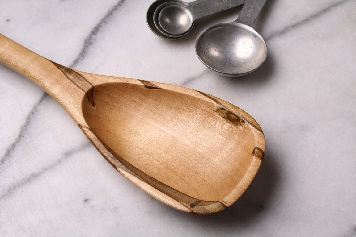 Wooden spoon hand carved kitchen utensil roux by KitchenCarvings