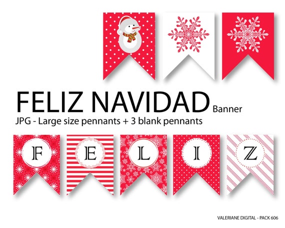 Items similar to Feliz Navidad, Printable Banner, Christmas banner