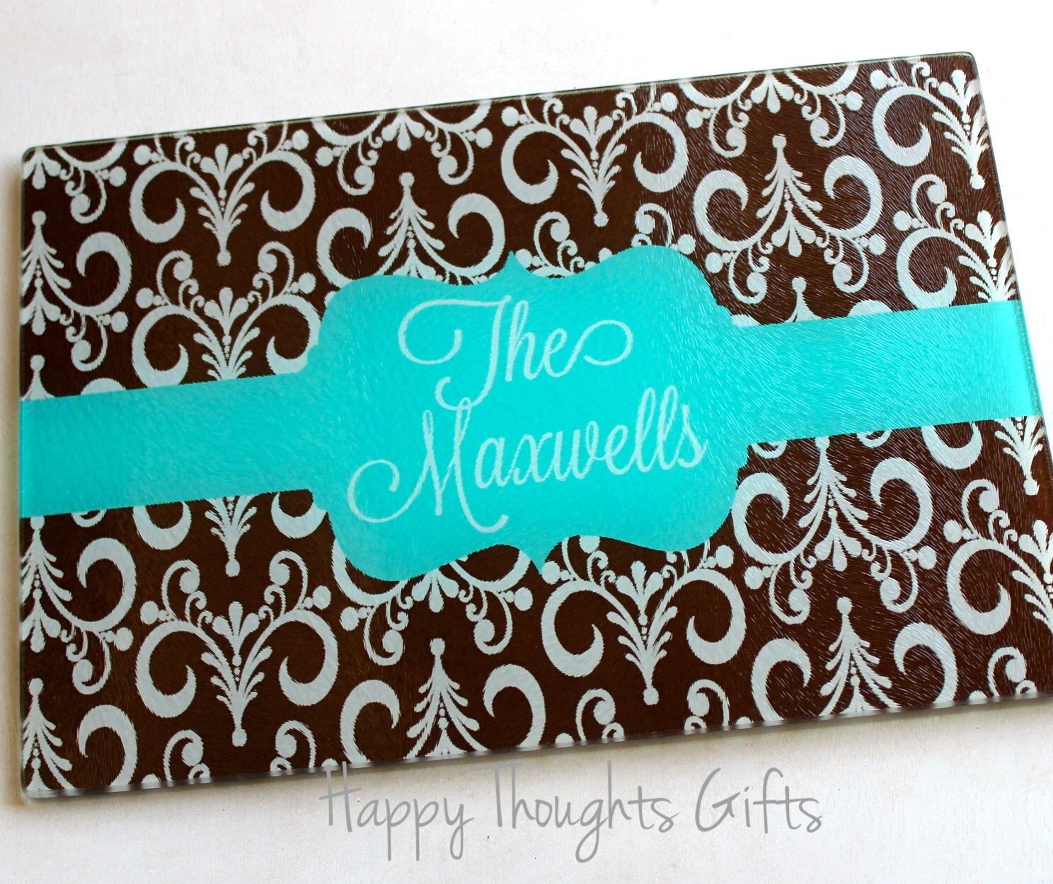 Monogrammed Glass Cutting Board Custom by happythoughtsgifts
