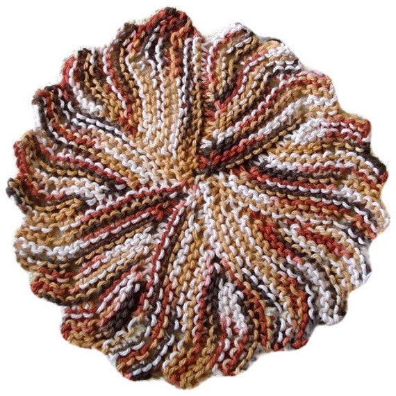 Items similar to Knit Dishcloth Washcloth Brown Variegated Cotton Yarn Ready ...