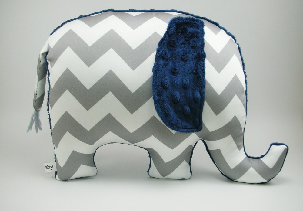 Elephant Pillow organic cotton gray chevron elephant by bakerbaby