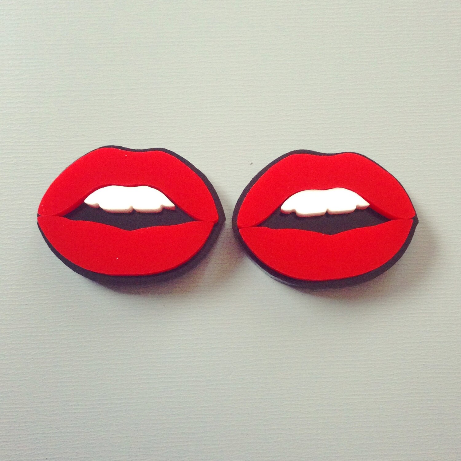 Lips With Teeth Stud Earrings Laser Cut Acrylic