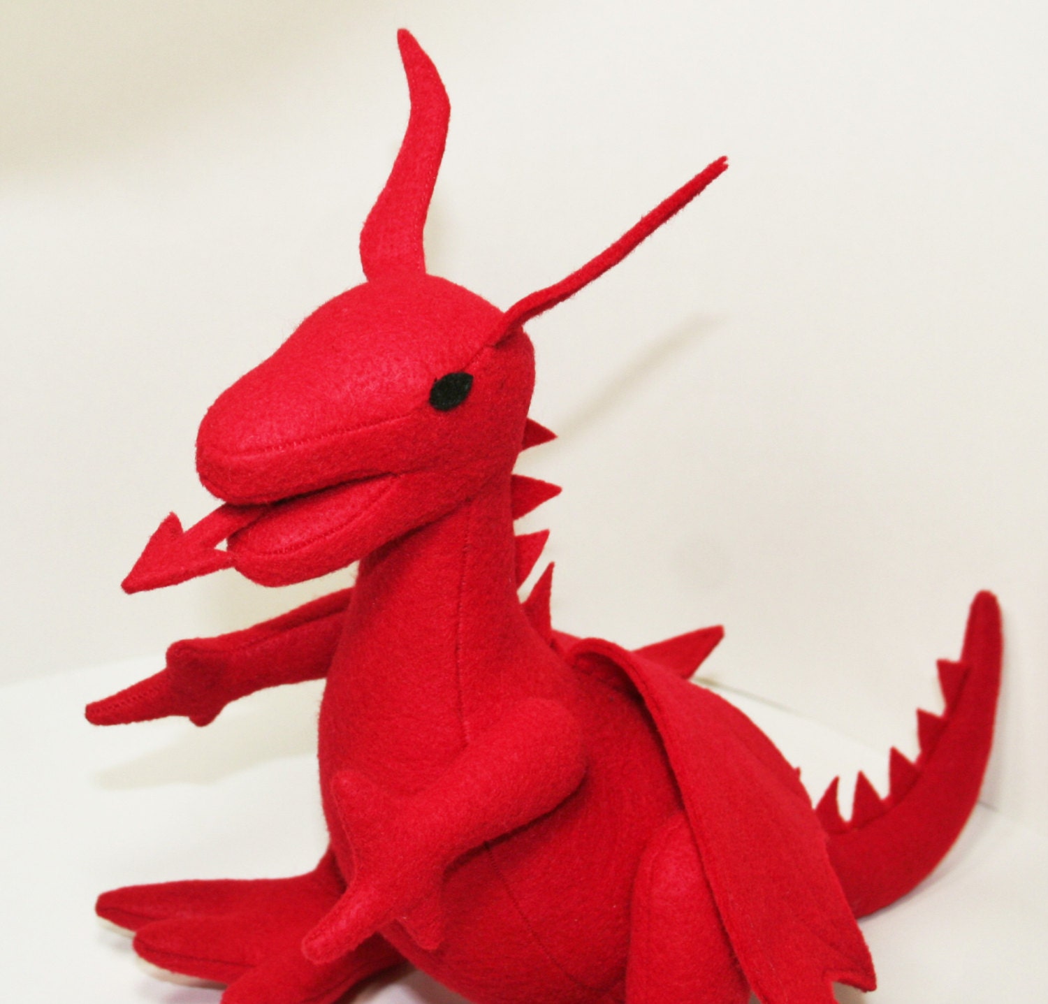 Red Welsh Dragon Fantasy Plush Handcrafted Dragon Toy Red