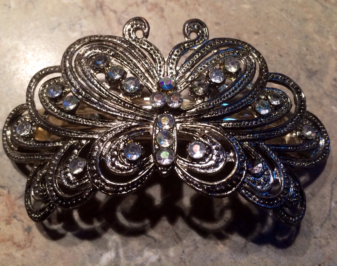 Vintage Beautiful Butterfly Hair Clip with Rhinestones Haute Juice