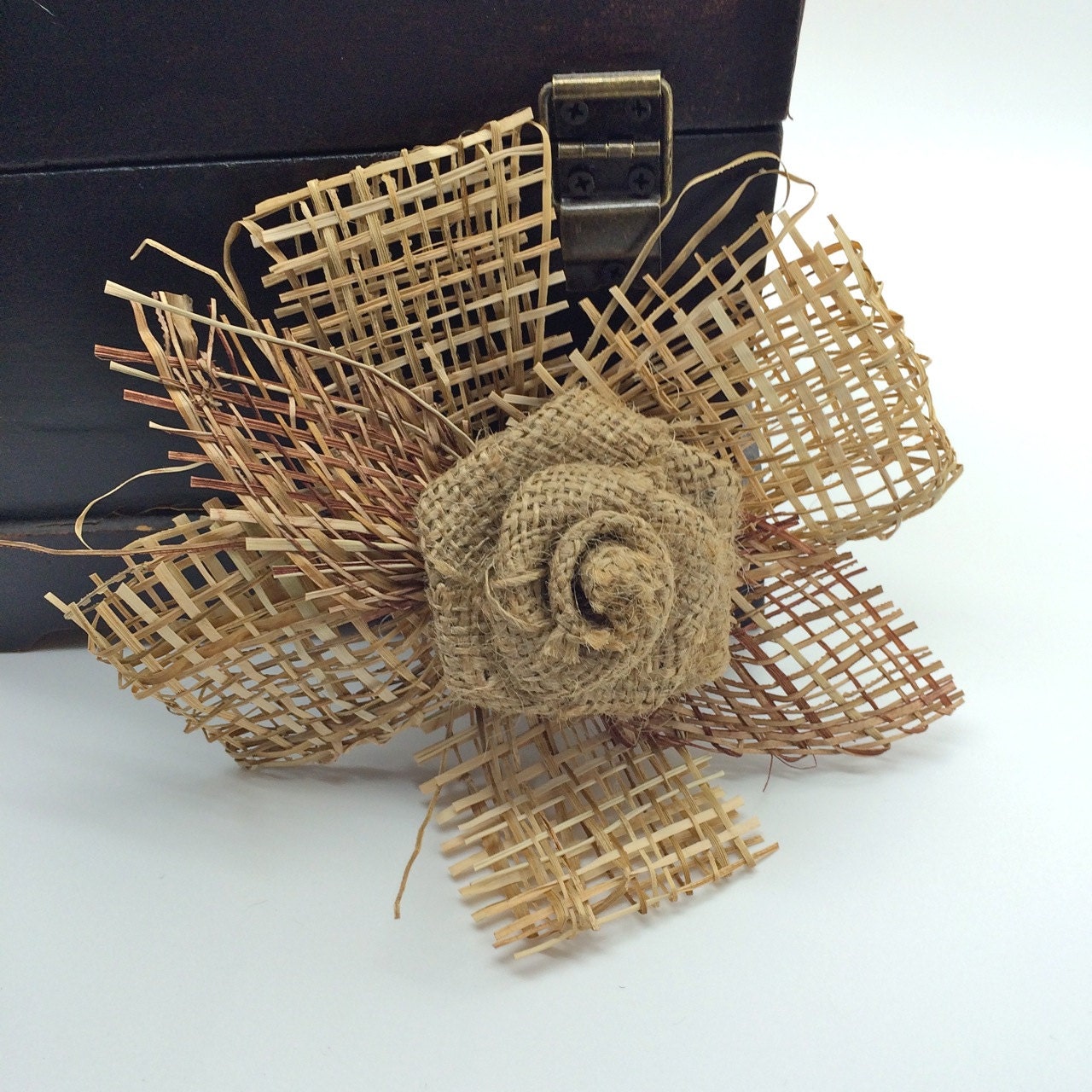 Large 6 Burlap Flower Decor Natural burlap jute flower