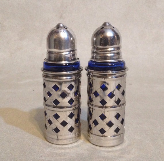 Vintage Cobalt Blue glass salt & pepper shaker by BoutiqueNBeyond