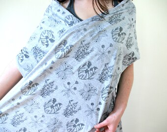 Medicinal Herb Botanical Pattern Heather Gray Jersey Scarf