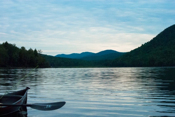 Items similar to Fly Fishing Kayaking 13th Lake Sunset Adirondack ...