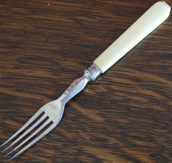 antique ivory handle fork
