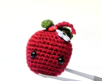 Amigurumi - Cherry drop MochiQtie -- mochi size crochet amigurumi mini toy doll