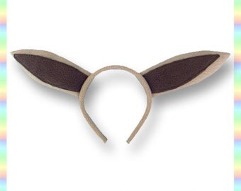 Eevee Ears Headband - Cosplay Fleece Anime Geek Gift Pokemon Tan Brown Cute Kawaii Kids Teens Adults