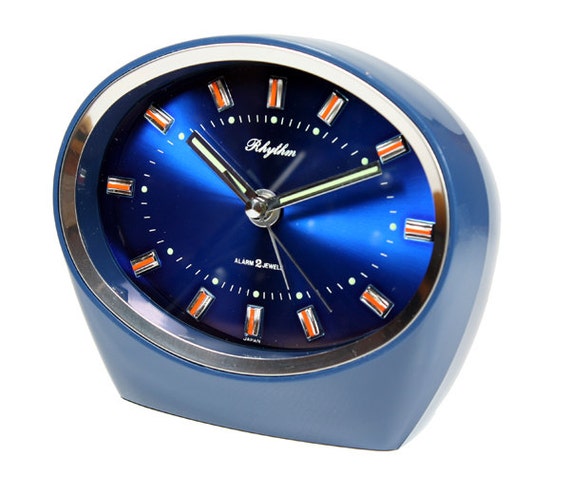 Retro/Vintage Japanese Rhythm Alarm Clock in Blue by Retromojo