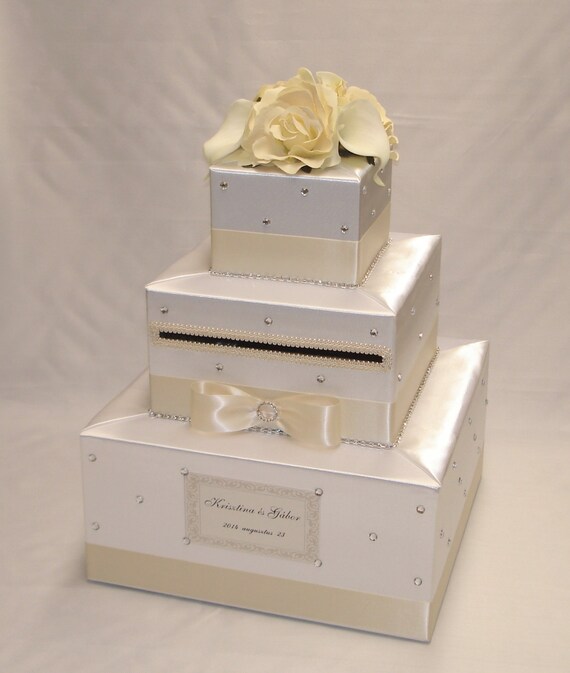 Elegant Custom made Wedding Card Box-white-ivory any color