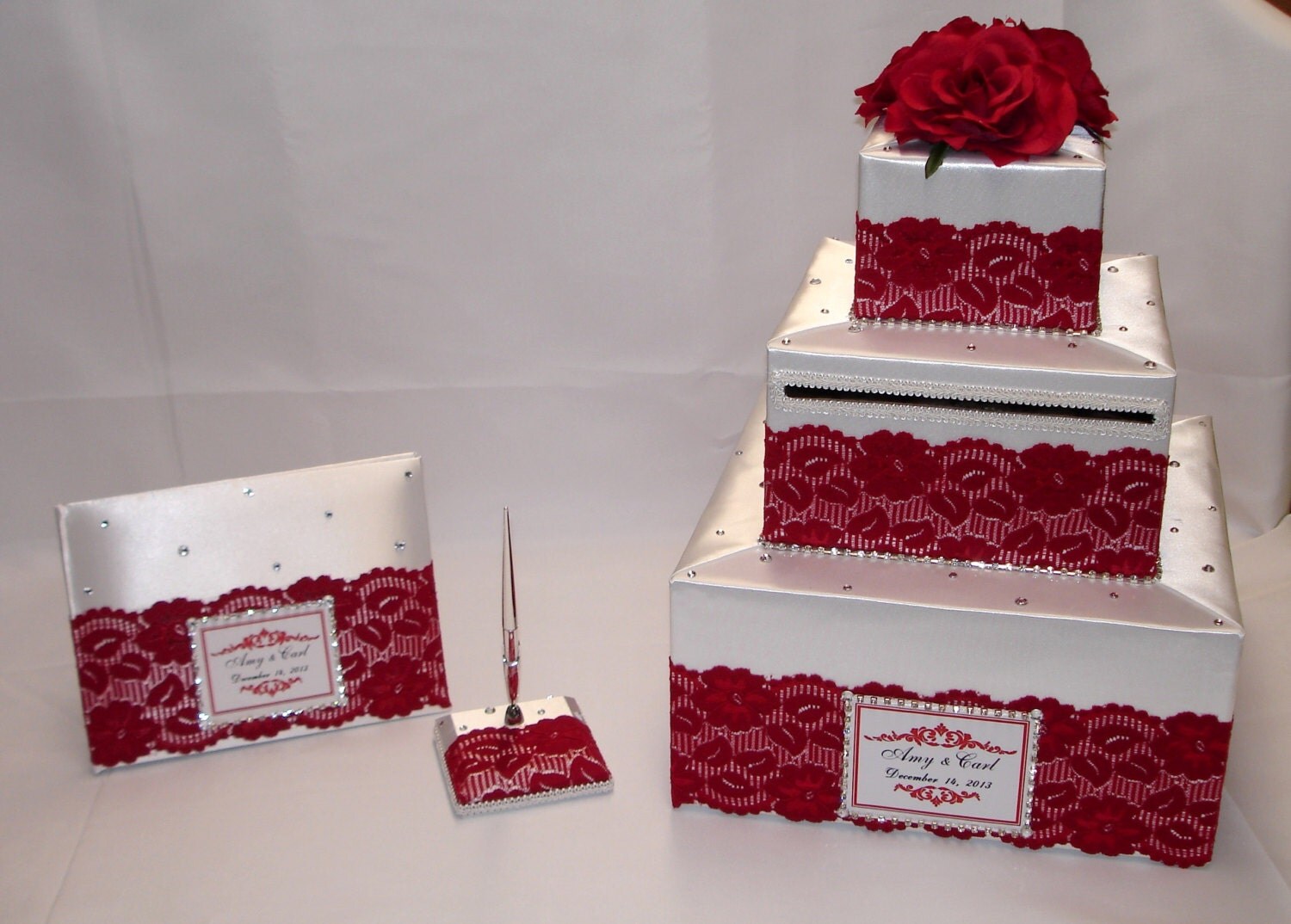 Elegant Custom Made Wedding Card Box Guest Book setlace