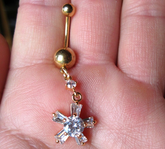 Belly Ring Navel Star Flower Rhinestones by ArianrhodWolfchild