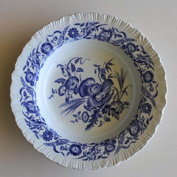 Rimmed Soup Bowl Cornflower pattern Wedgwood of by BeggarsBanquet