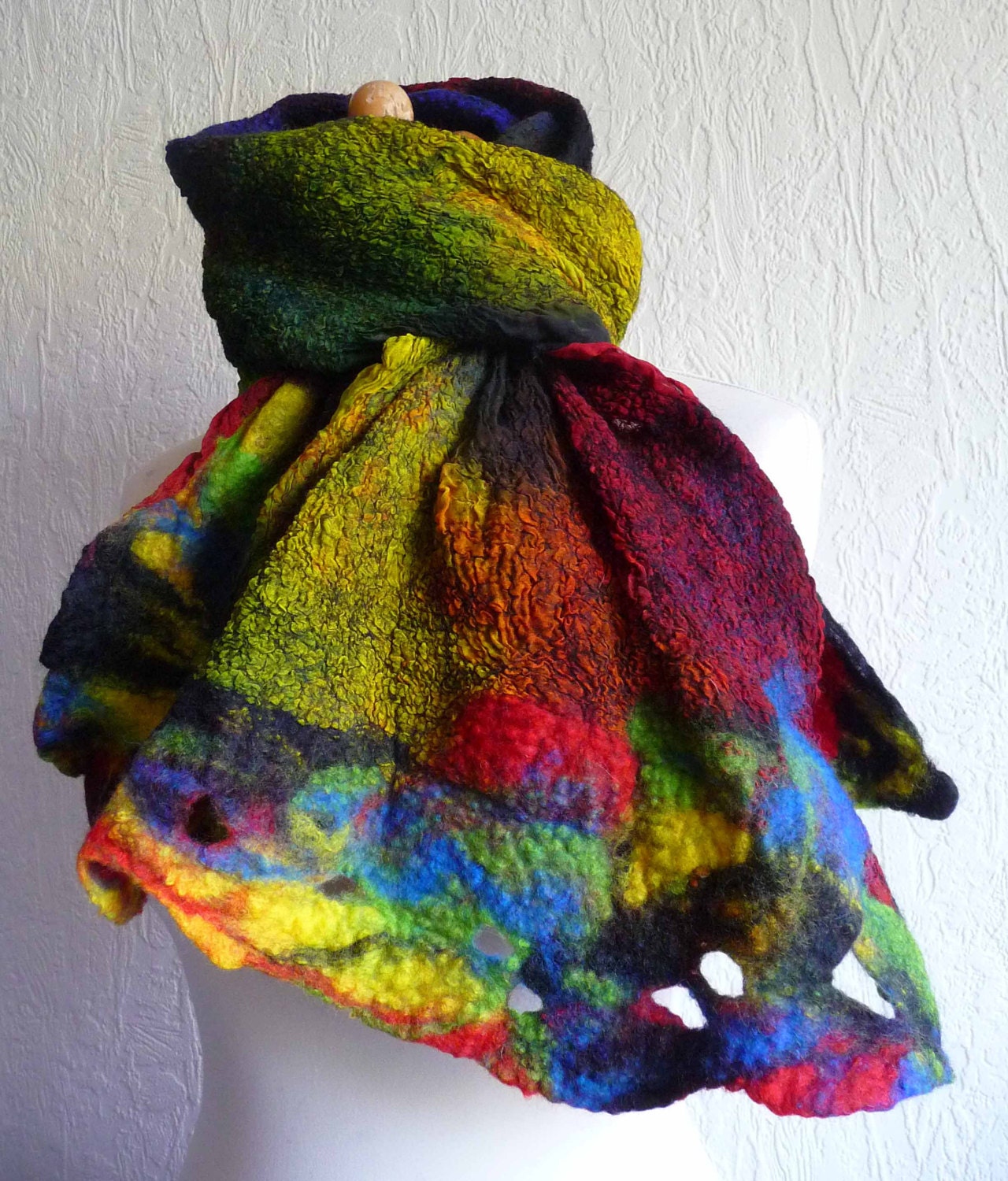 nuno felted scarf wrap handmade silk felted wool art to