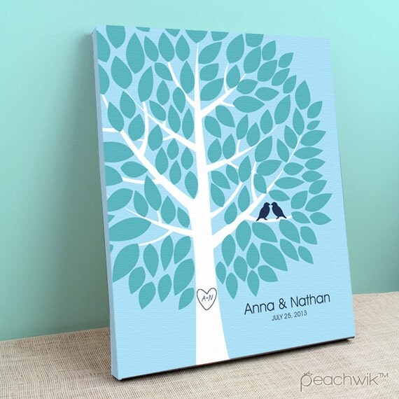 Unique Wedding Guest Book Canvas Wishwik Tree by peachwik