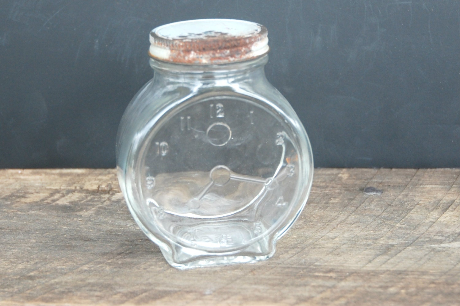 Vintage Nash Mustard Glass Jar Clock Face