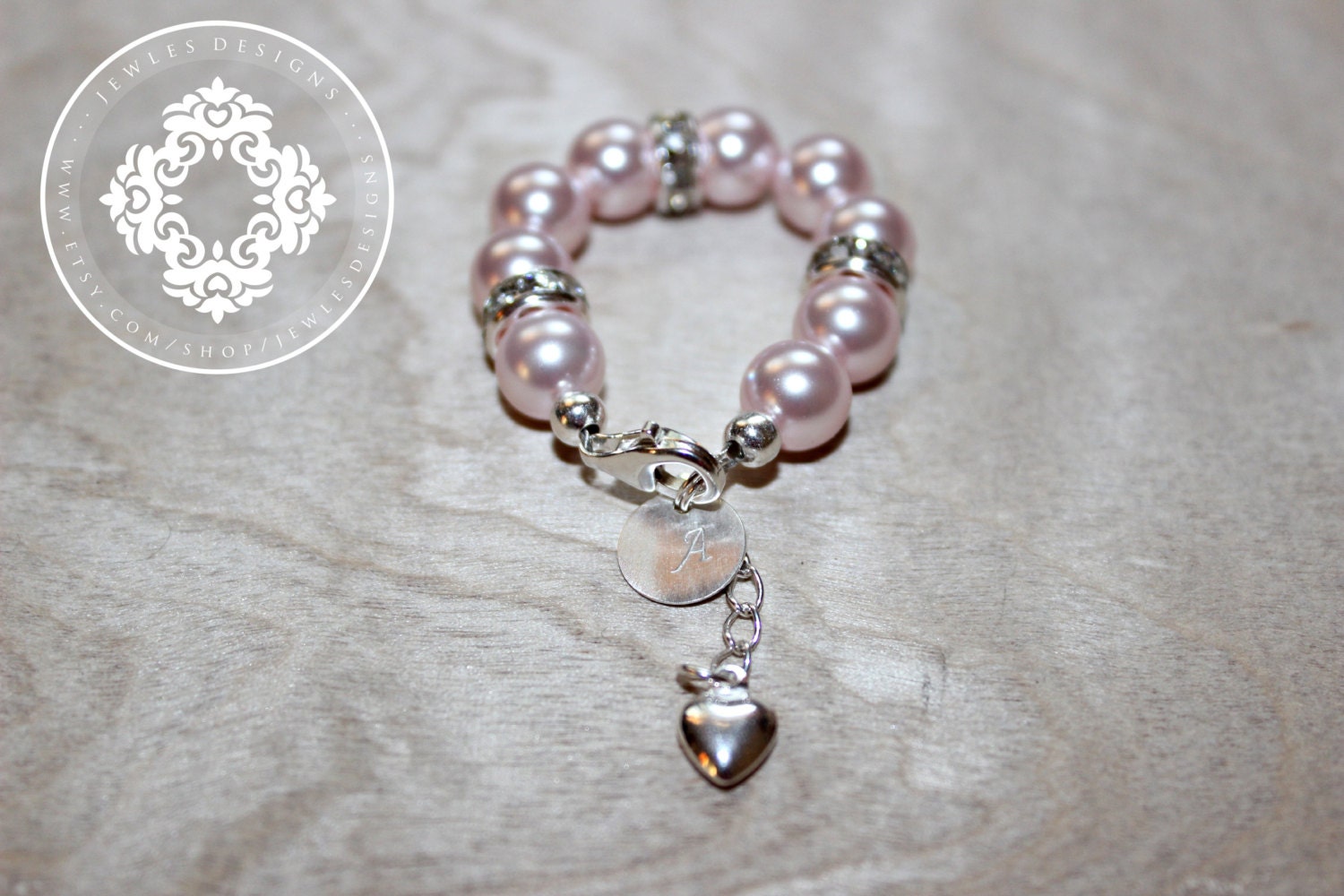 Infant Jewelry SWAROVSKI Pink Pearl Baby bracelet Baptism