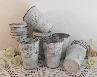 White Wedding Shabby Chic French Flower Bucket Rustic Tin Distressed Centerpiece Display Beach Cottage Country White Wedding Shabby Chic French Flower Bucket Rustic Tin Distressed Centerpiece Display Beach Cottage Country