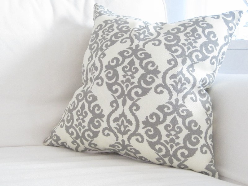 Grey Pillows Grey Damask Pillows 20in Pillows by FineFreshDesign