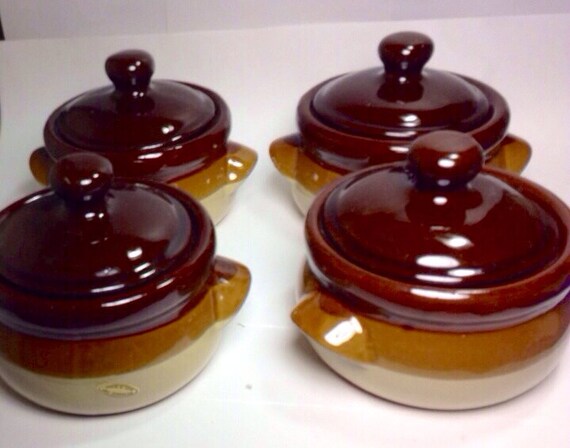 French Onion soup bowls. Covered. Lidded. Set of four. sale 25% off