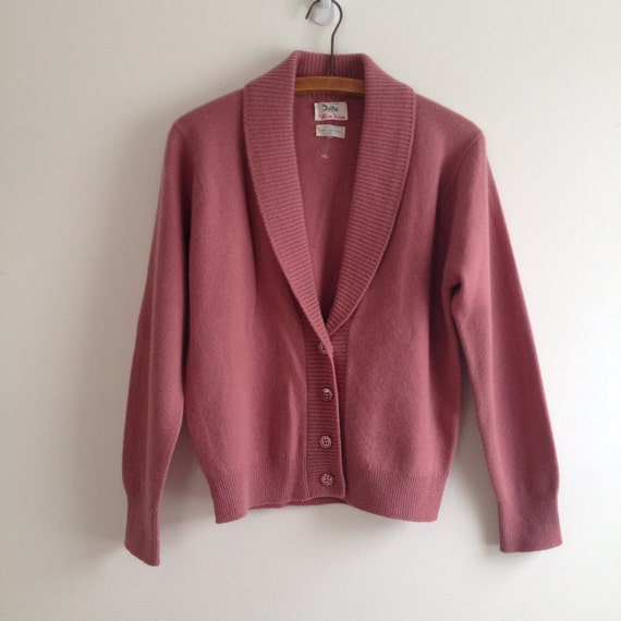 Vintage 50's Blush Wool Sweater / Dusty Rose Cardigan M