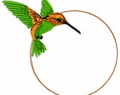 Humming Bird Quilt Label Embroidery Design - Instant Download