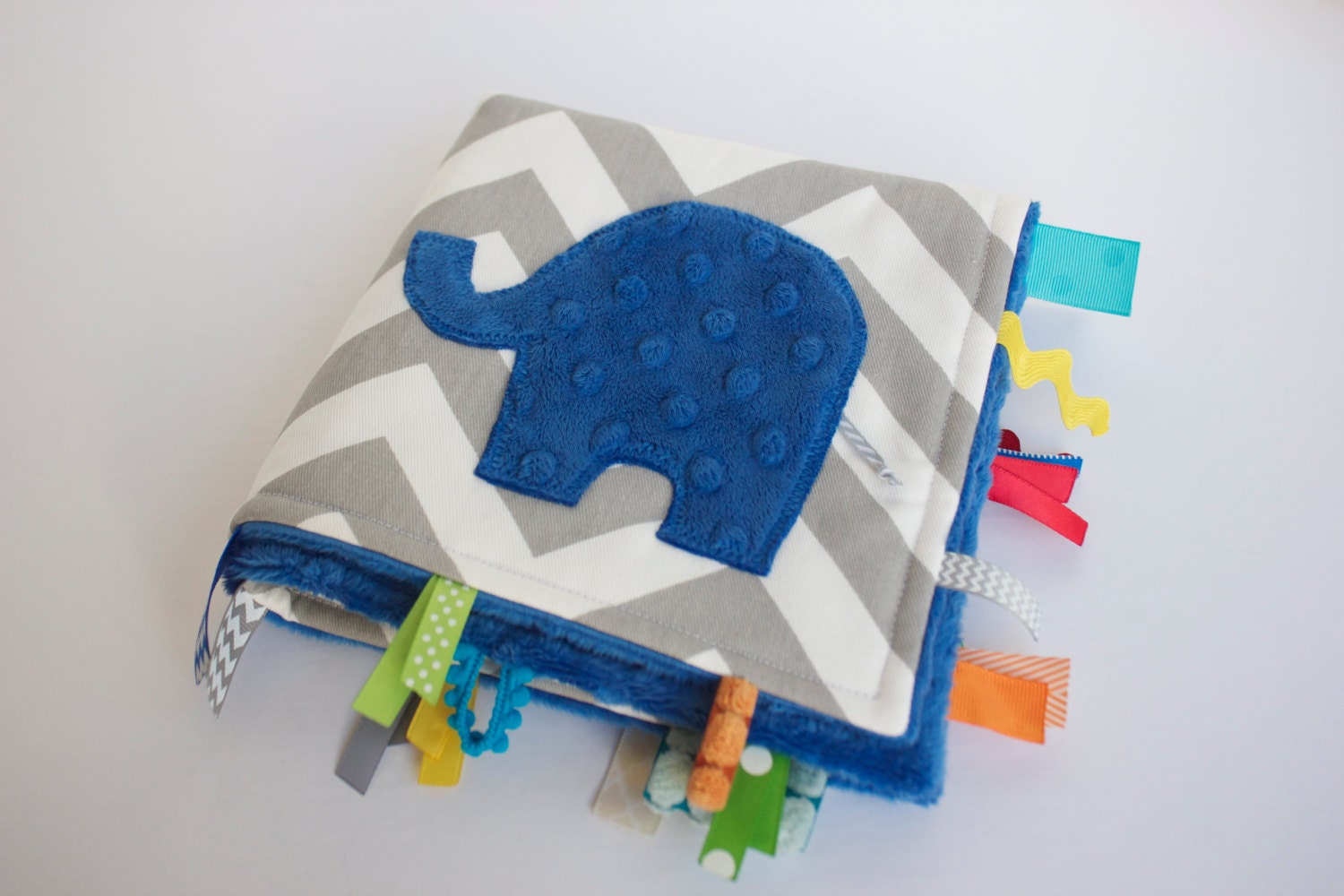 Chevron elephant lovey lovie blanket sensory blanket by LilKingdom