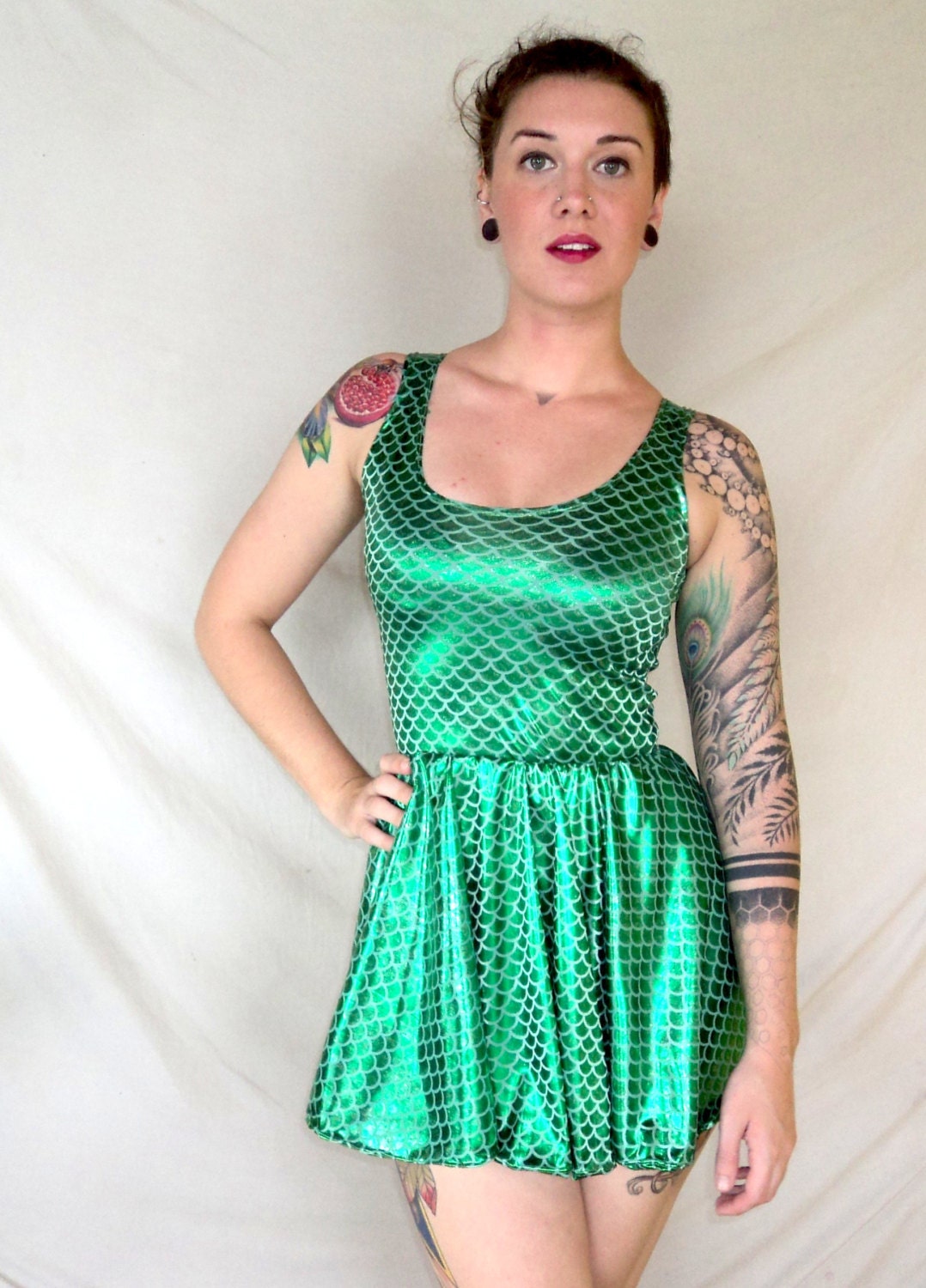 Custom Mermaid Fish Scale Circle Skater Skirt Short High