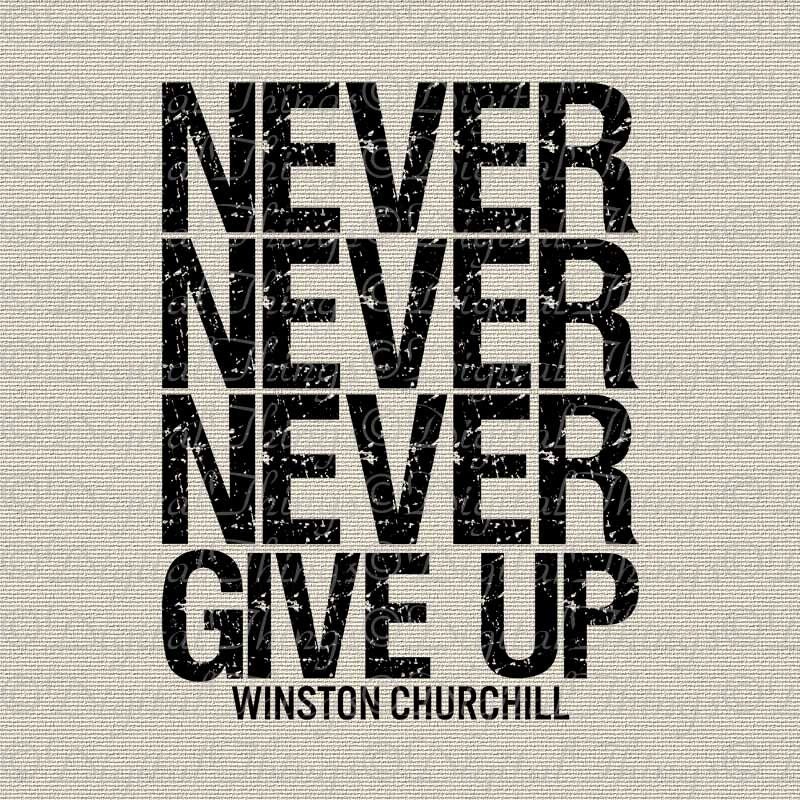 Черчилль never never. Never give up. Never give up Churchill. Never never give up.