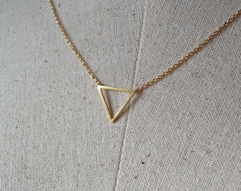 Gold Triangle Necklace, 18k Gold, Dainty Necklace