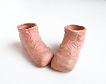 two left feet PINK ceramic baby shoe shoes from Elizabeth ...