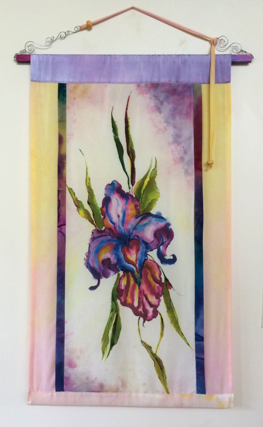 Mixed media Handpainted Silkl Wall Hanging Original One