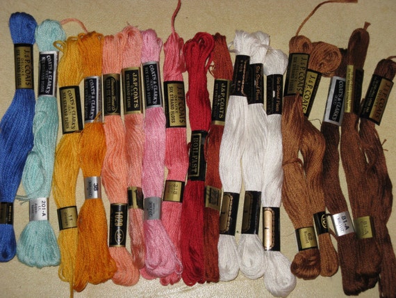 Vintage Embroidery Floss J. P. Coats Mix of Colors 18 Skeins
