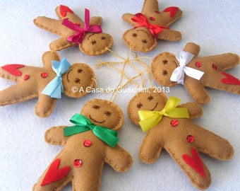 Set of 6 Gingerbread Man - Christmas ornaments